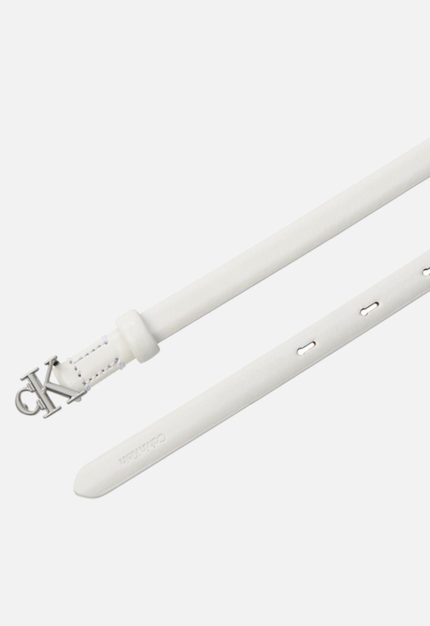 Calvin Klein - Round ck buckle 15mm belt smooth - white alyssum / antique nickel
