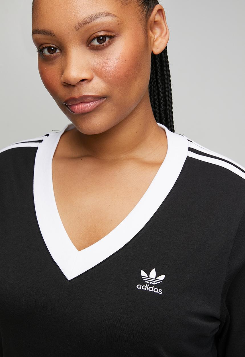 adidas Originals - Plus v-neck dress w - black white