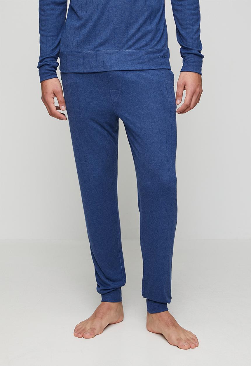 1Pk Cozy Warm Winter Needle Out Modal Poly Long Pants - Navy Peony