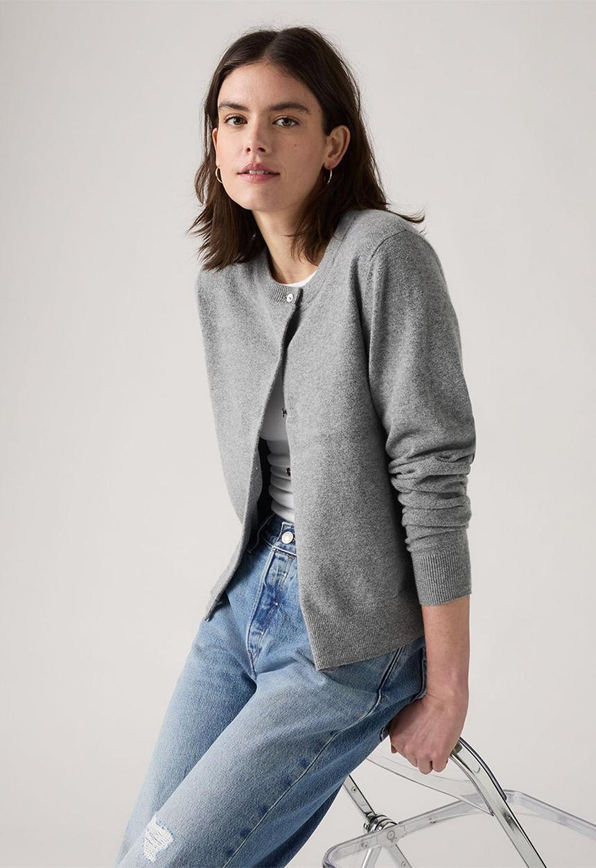 Levi’s® - Super Soft Crewneck Cardi - Dark Heather Gray Bros Bcvc38 Cotton Blend
