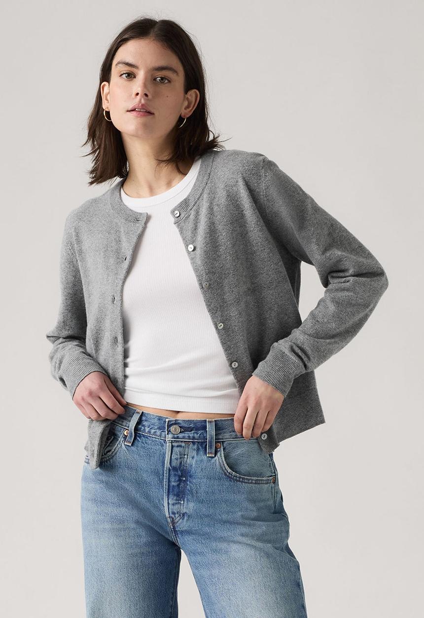 Levi’s® - Super Soft Crewneck Cardi - Dark Heather Gray Bros Bcvc38 Cotton Blend