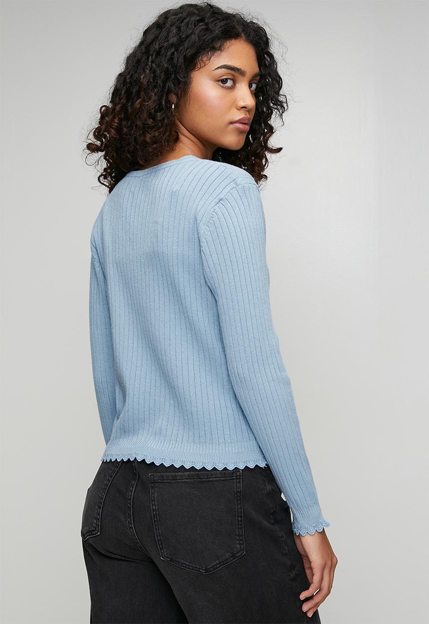 Stella Morgan - Lettuce Trim Cardigan - Pale Blue