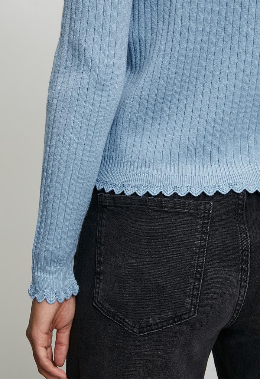 Stella Morgan - Lettuce Trim Cardigan - Pale Blue