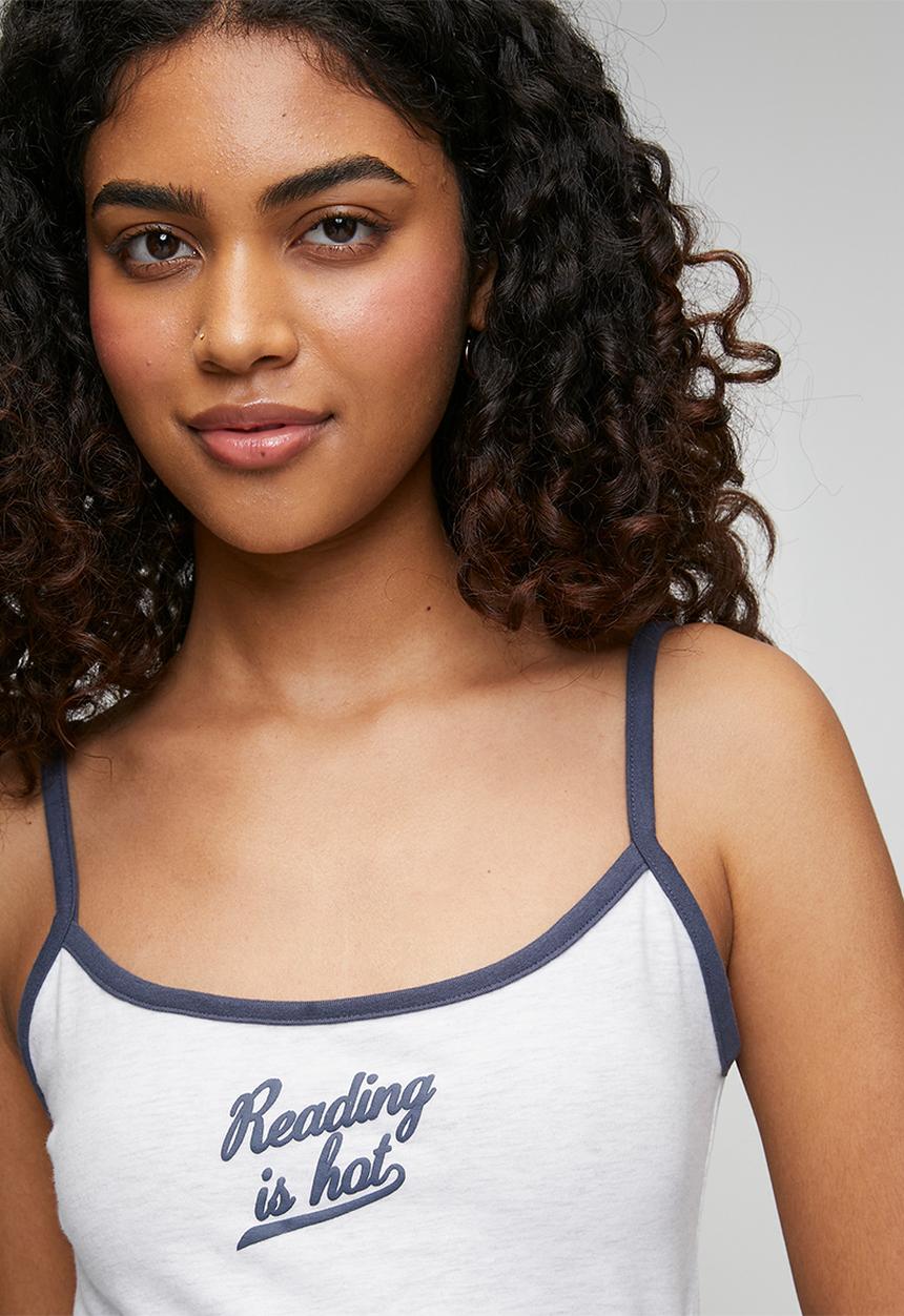 Cotton On - Dreamy Soft Longline Cami & Boyshort Set - Lt Grey Marle Reading/Peyton Spot Steely Blue
