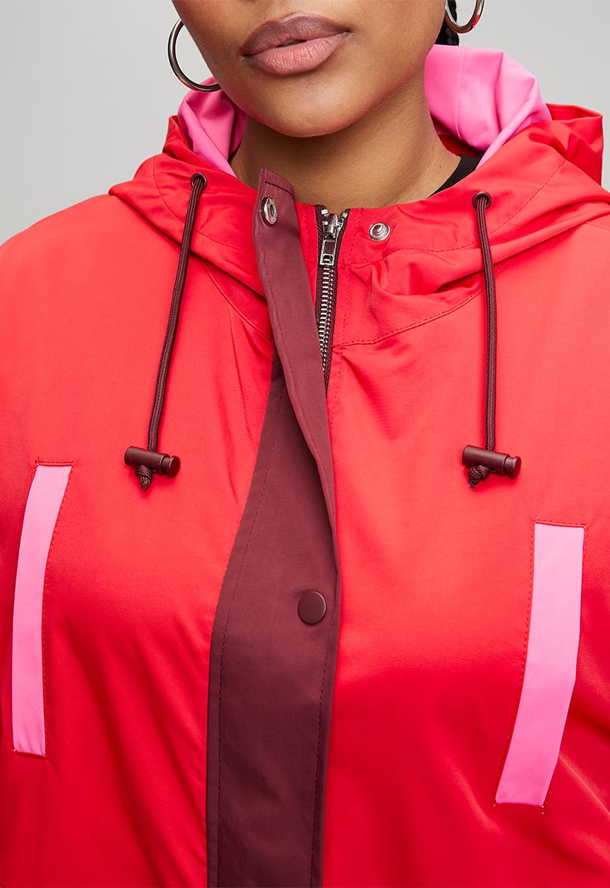 Me&B - Plus Colourblock Raincoat - Red/Pink