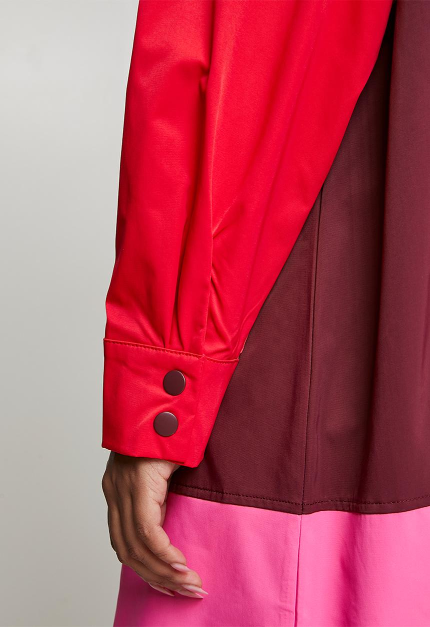 Me&B - Plus Colourblock Raincoat - Red/Pink
