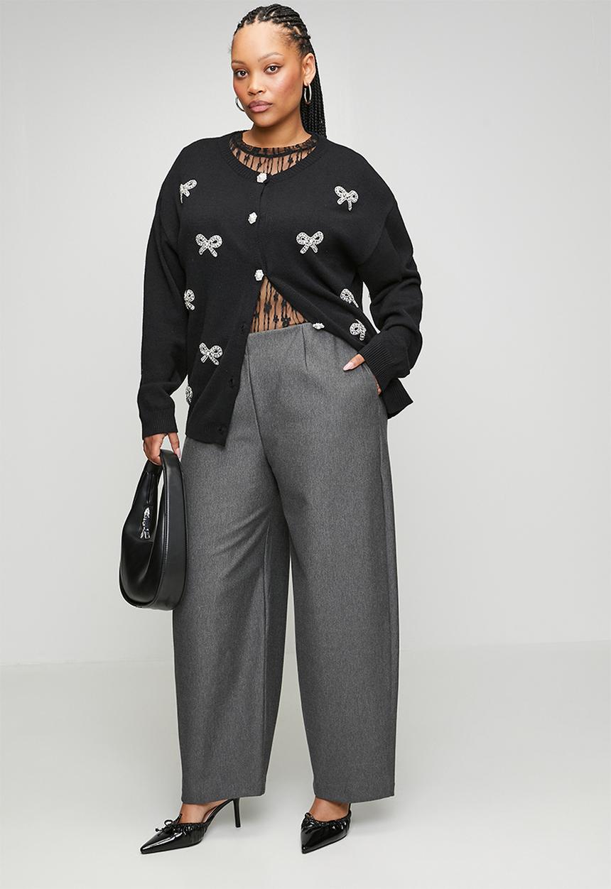 Me&B - Plus Barrel Ponti Pants - Charcoal