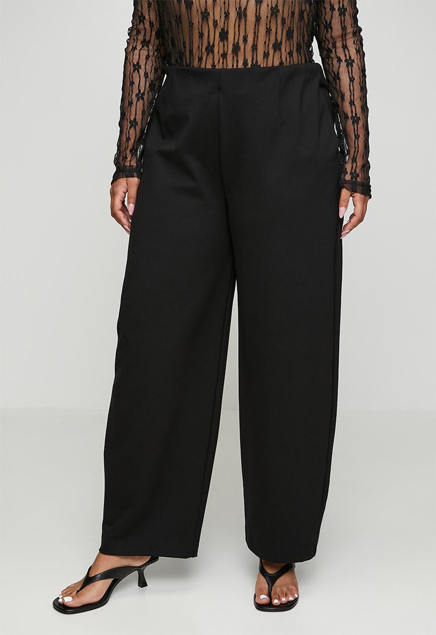 Me&B - Plus Barrel Ponti Pants - Black