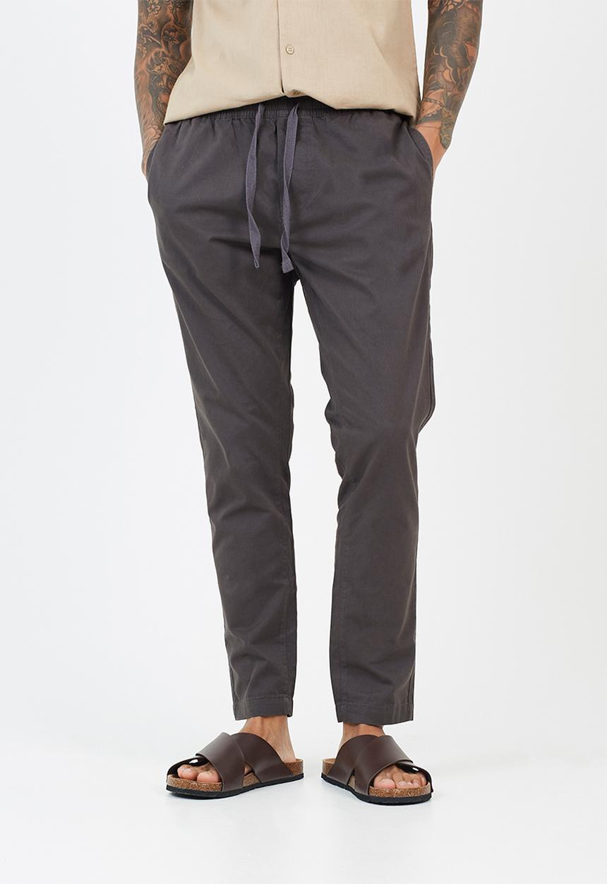 Brave Soul - Drawcord Elasticated Waist Pants - Charcoal