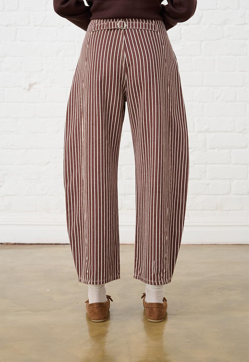 Me&B - Contour Waist Barrel Leg Jeans - Choc Stripe
