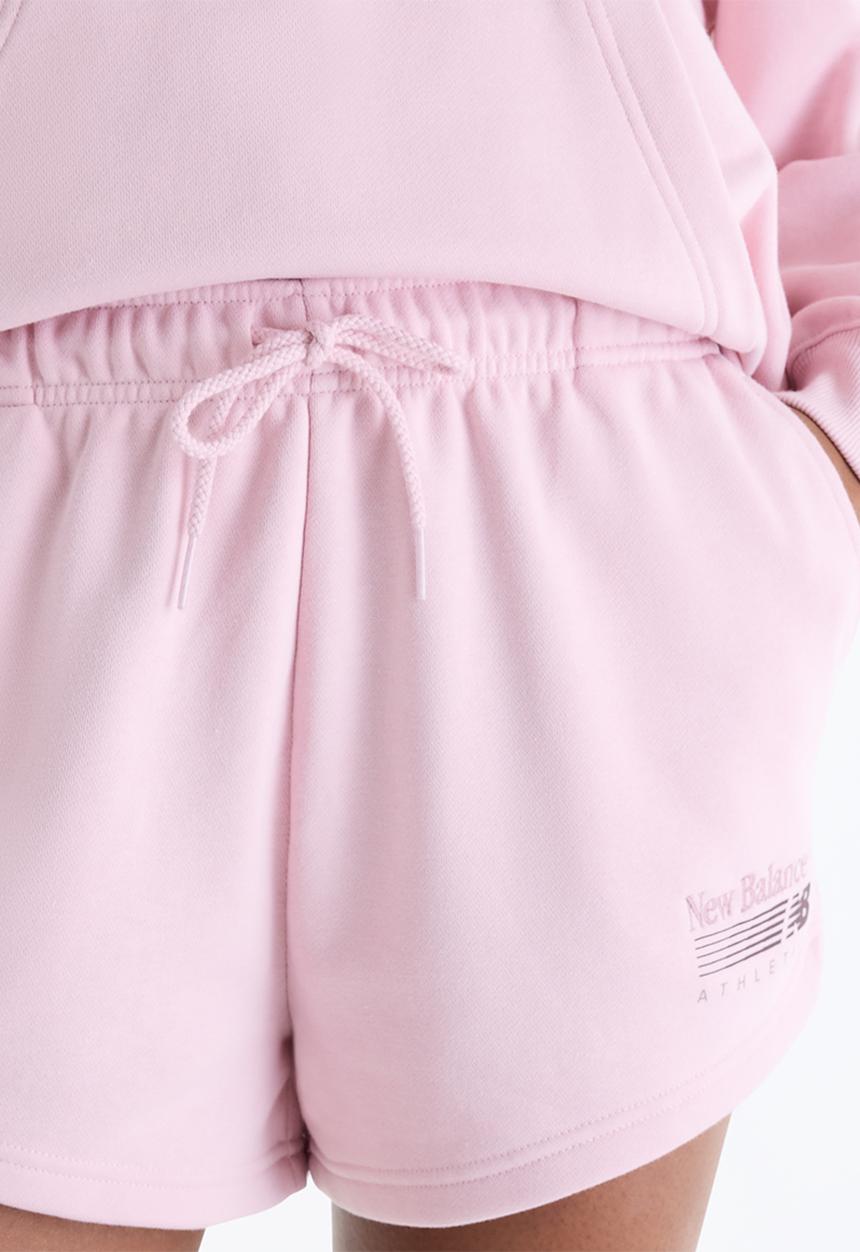 New Balance  - New Balance Trackside French Terry Short - Pink Chalk