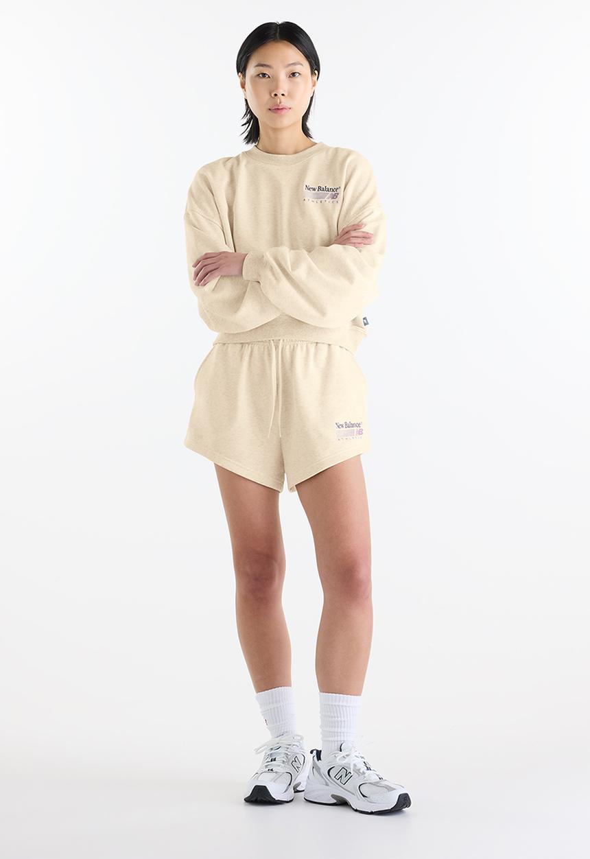 New Balance  - New Balance Trackside French Terry Short - Linen Heather