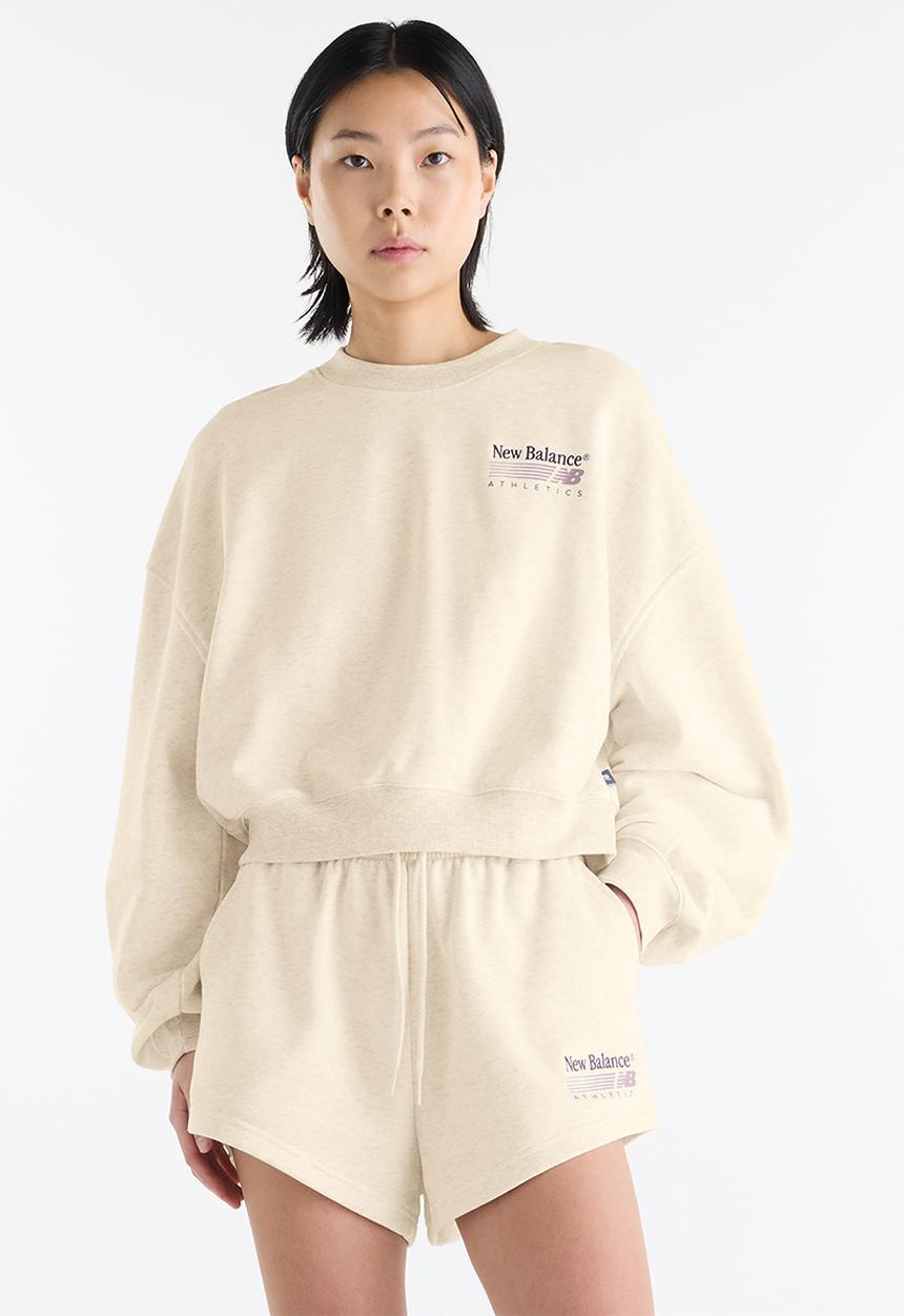 New Balance  - New Balance Trackside French Terry Short - Linen Heather