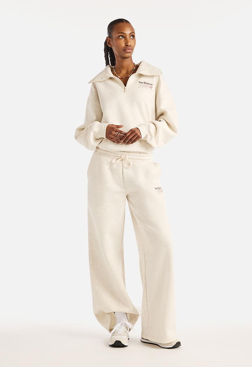 New Balance  - New Balance Trackside Brushed Fleece Half Zip - Linen Heather