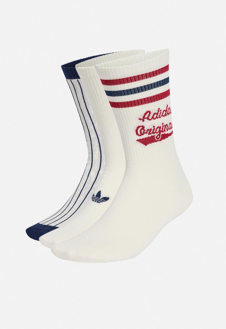 adidas Originals - Retro Sport Crew Socks 3pk  - Cloud white/nighindigo/team victory red