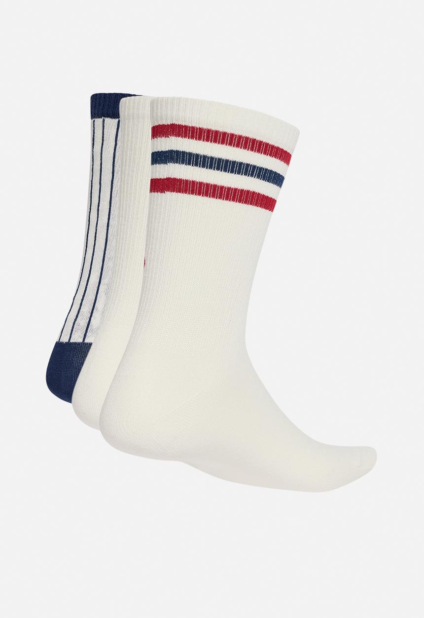 adidas Originals - Retro Sport Crew Socks 3pk  - Cloud white/nighindigo/team victory red
