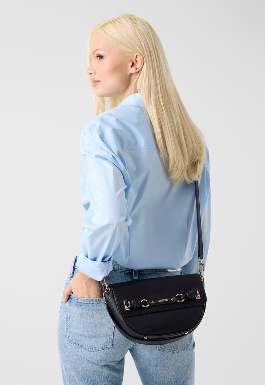 GUESS - Camelia Flap Shoulder Bag- Black