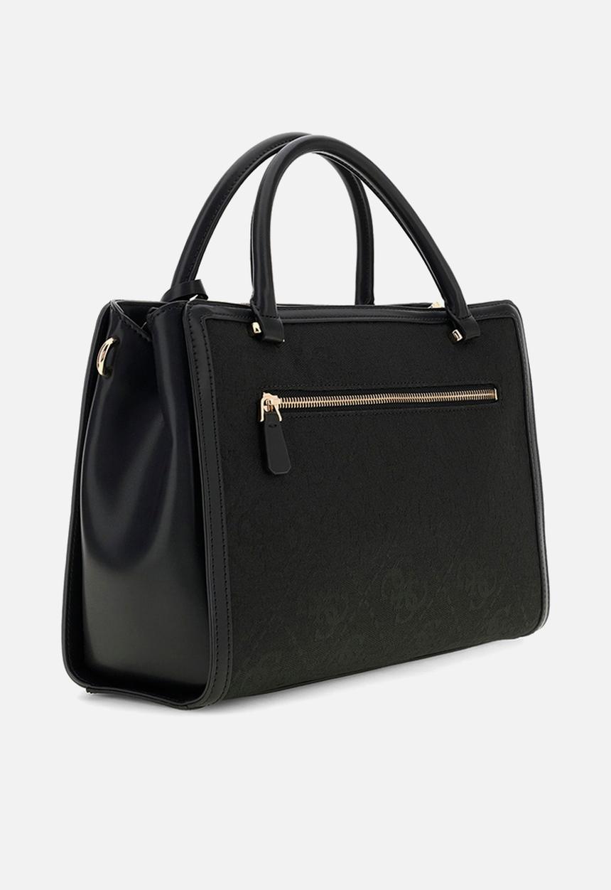 GUESS - Audrey Logo Girlfriend Satchel Bag- Black Logo