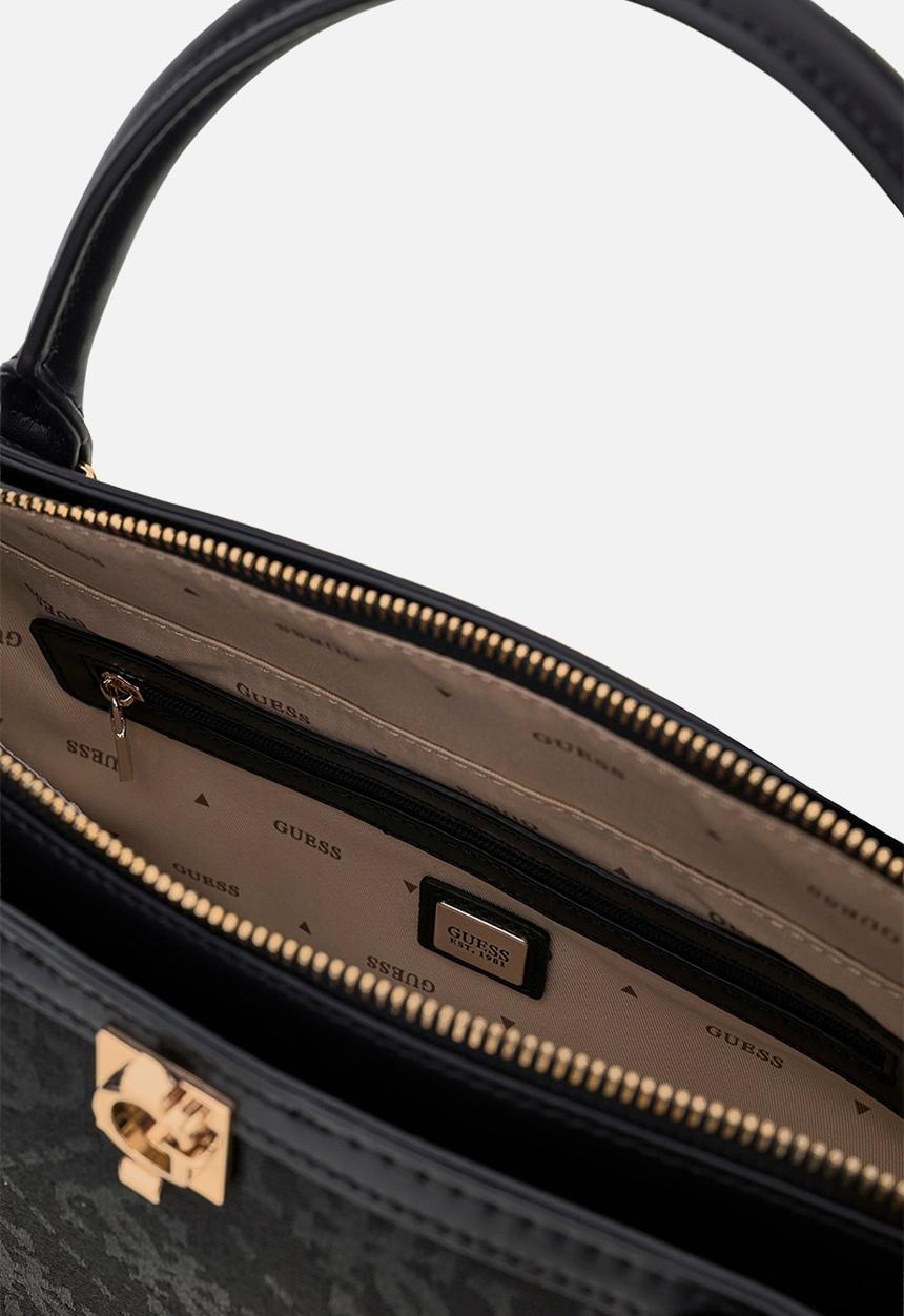 GUESS - Audrey Logo Girlfriend Satchel Bag- Black Logo