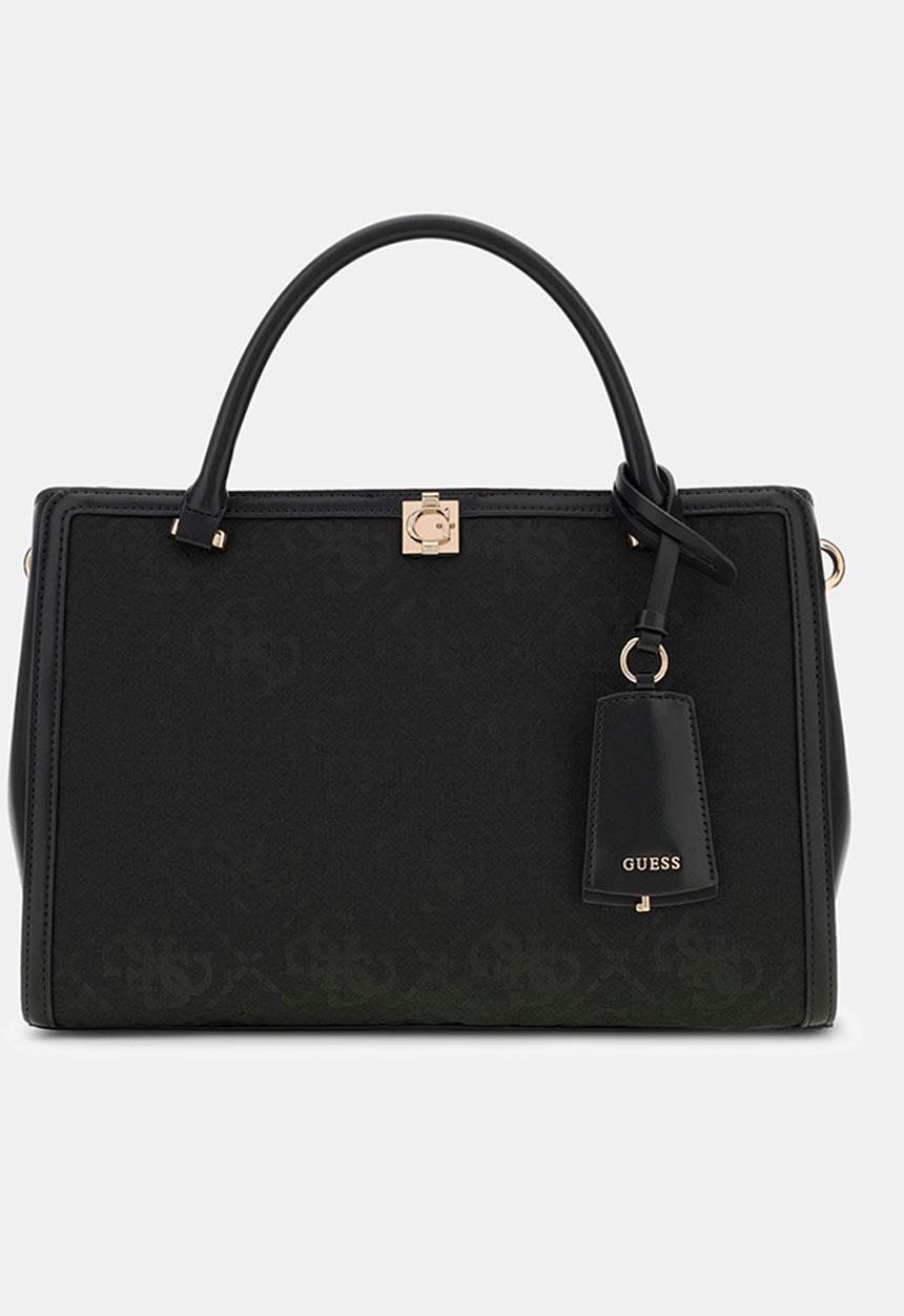 GUESS - Audrey Logo Girlfriend Satchel Bag- Black Logo