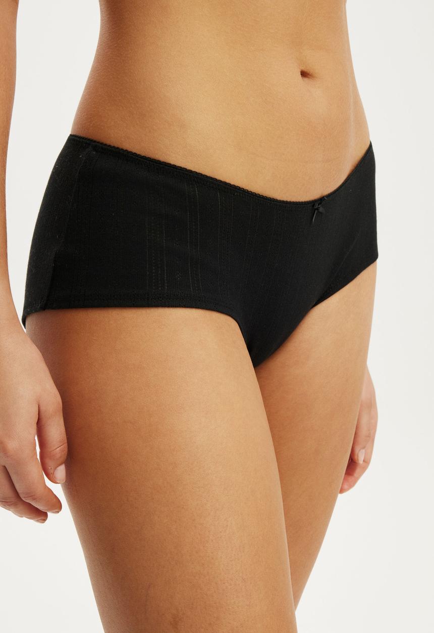 Cotton On - Cotton pointelle boyshort - black