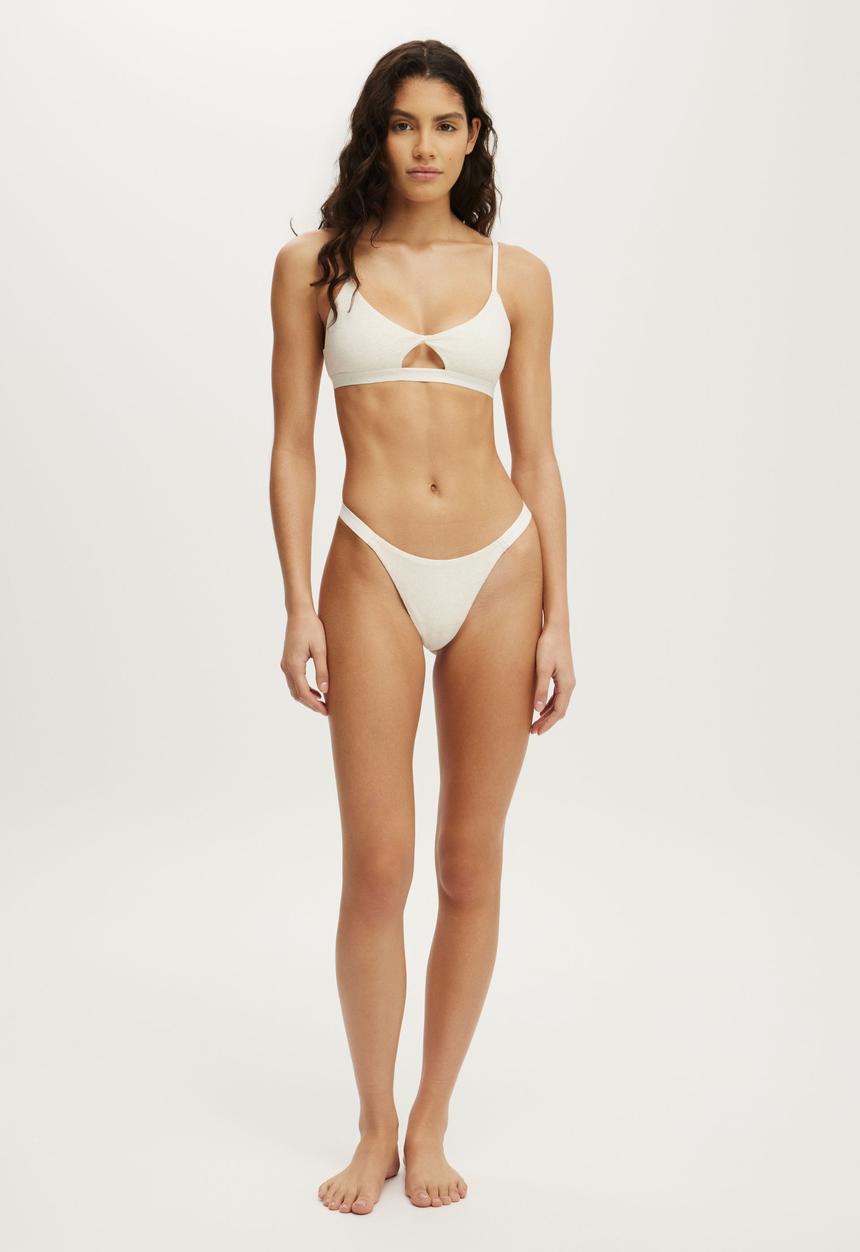 Cotton On - Branded cotton knot front bralette - butterscotch marle