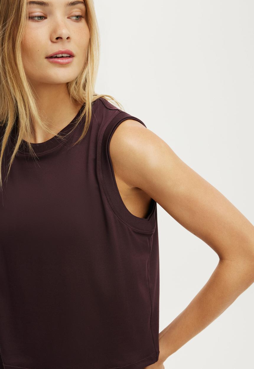 Cotton On - Active Everyday Muscle Tank - Italian Plum