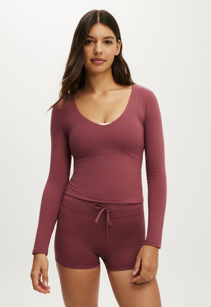 Cotton On - Ultra Soft Scoop Neck Long Sleeve - Dusty Rose
