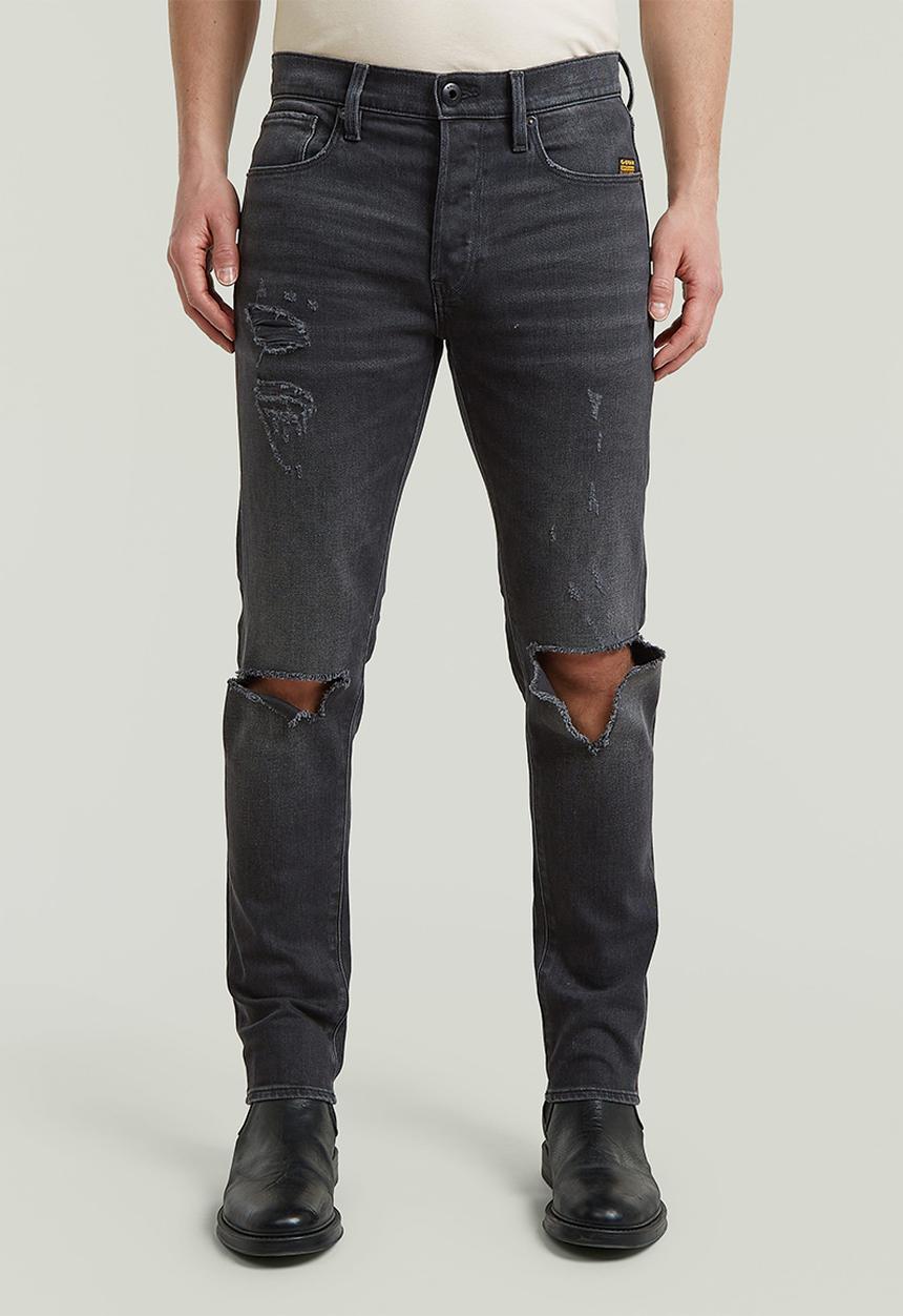 G-STAR - 3301 Slim - Worn In Ripped Black Moon