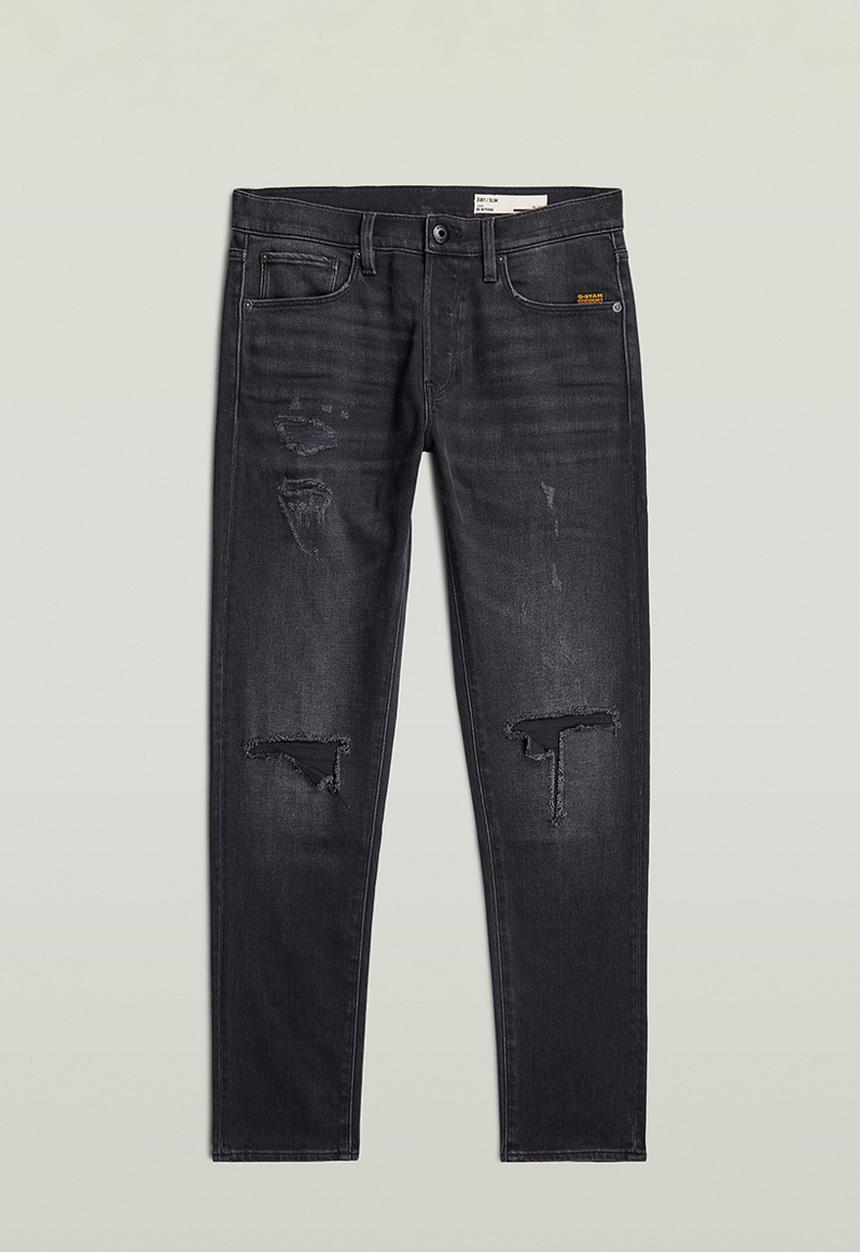 G-STAR - 3301 Slim - Worn In Ripped Black Moon