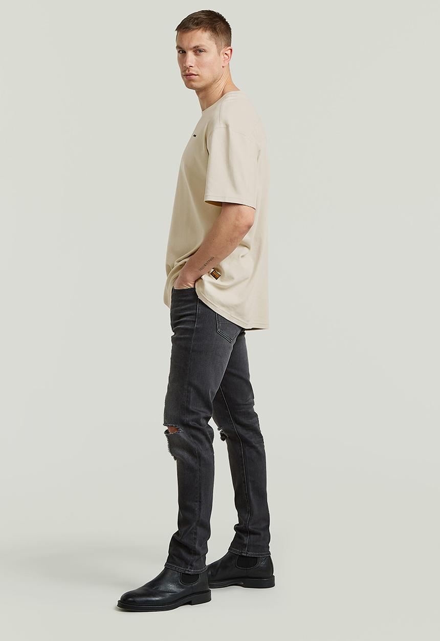 G-STAR - 3301 Slim - Worn In Ripped Black Moon