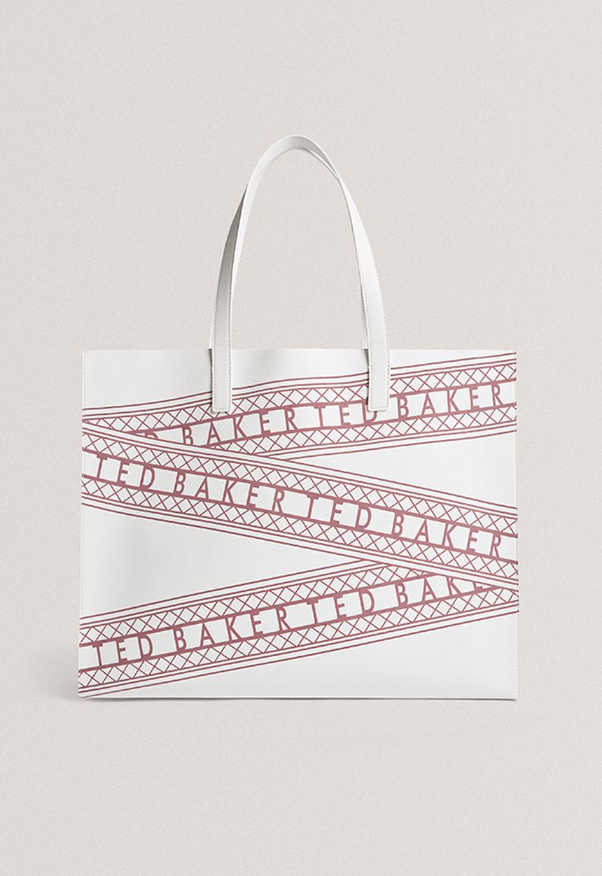 Ted Baker - Reecon Graphic Detail Extra Large Icon Bag - White