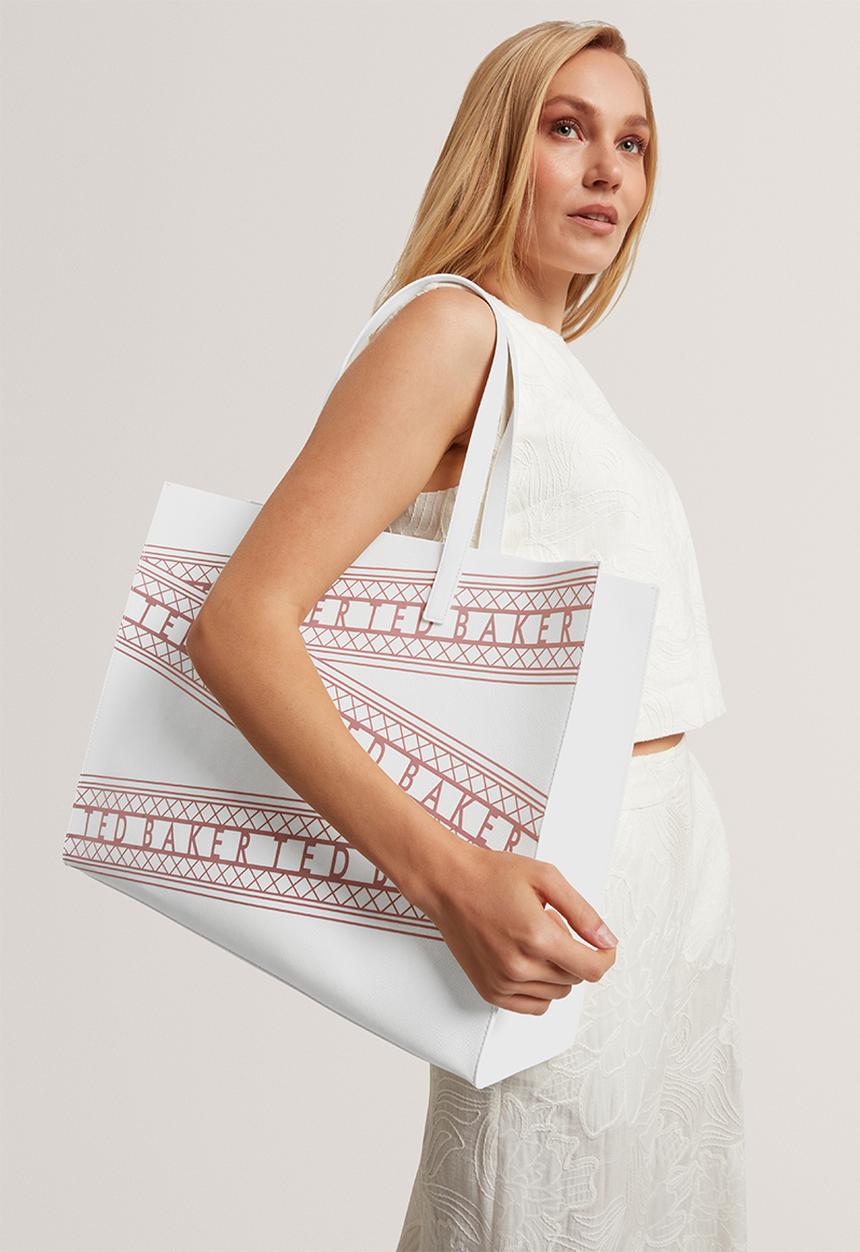 Ted Baker - Reecon Graphic Detail Extra Large Icon Bag - White