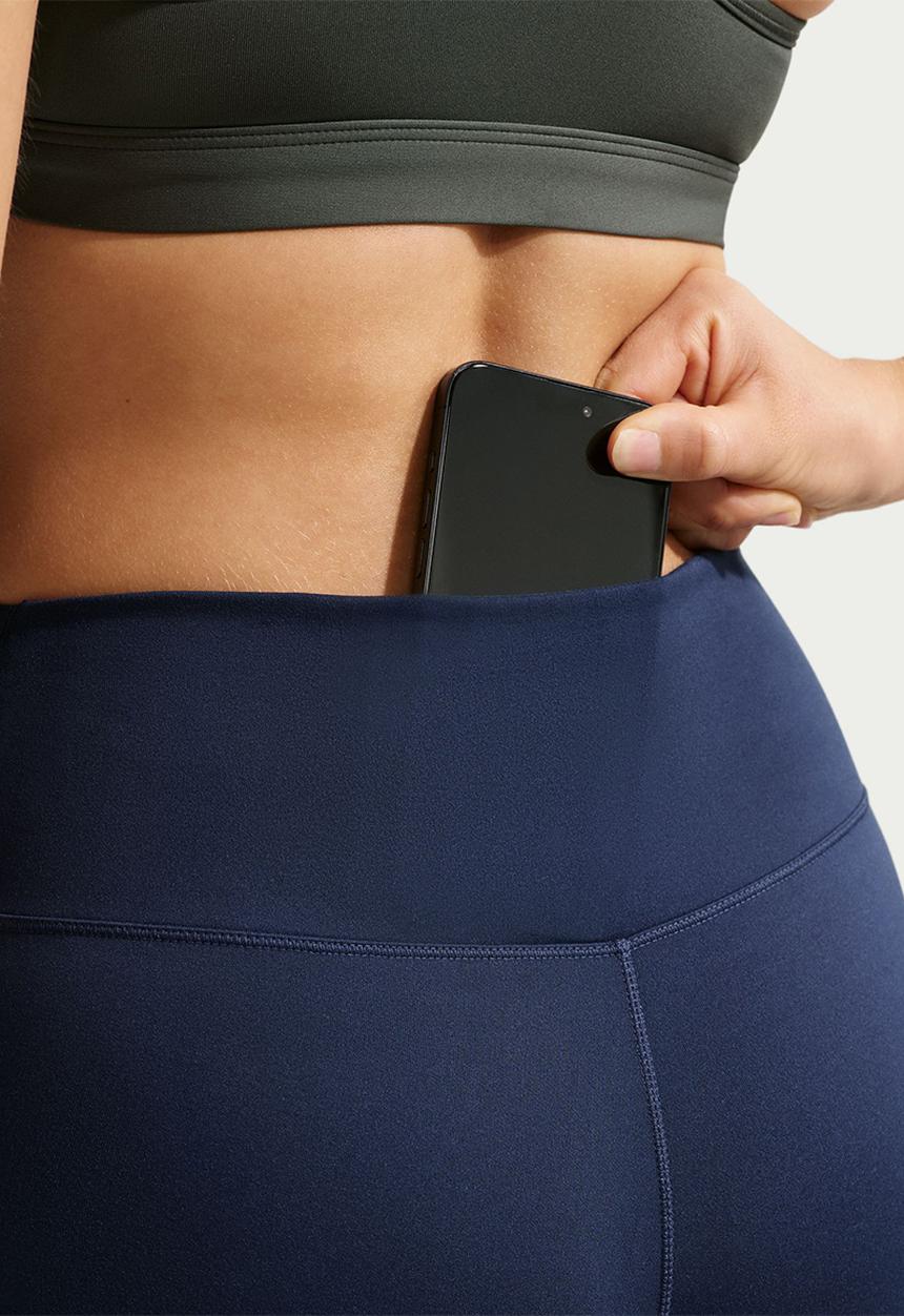 Nike - W Nk Df One Hr Tight Useam - Midnight Navy/White