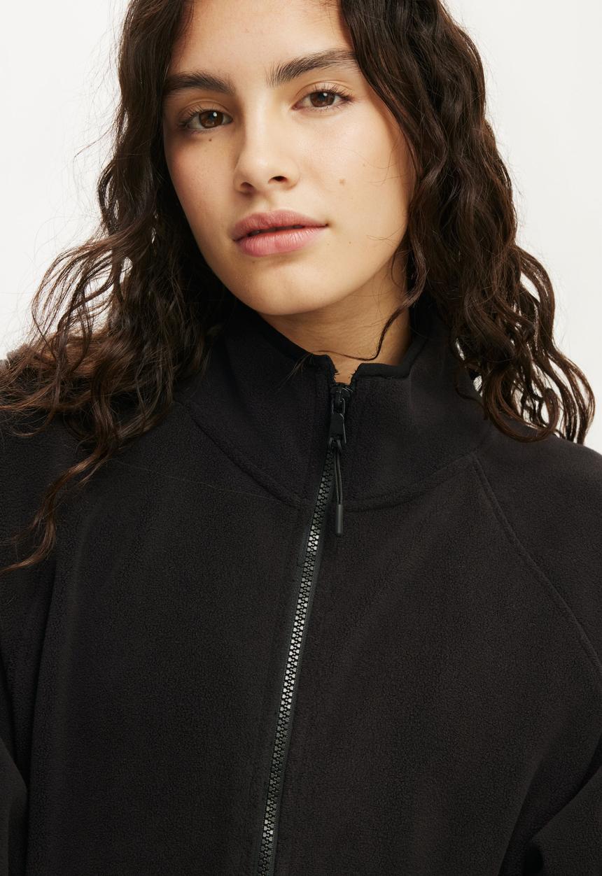 Cotton On - Polar Fleece Raglan Jacket - Black