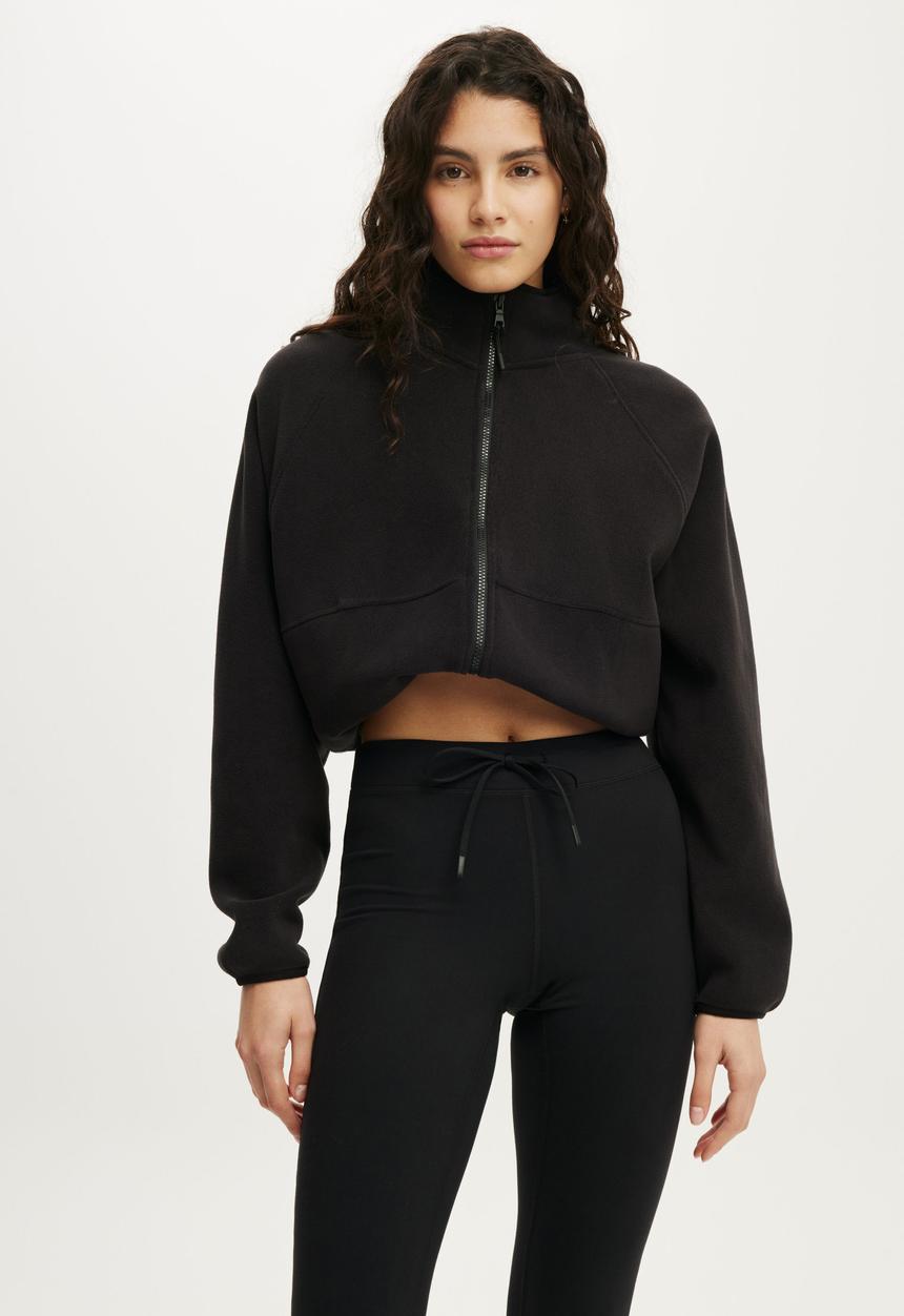 Cotton On - Polar Fleece Raglan Jacket - Black