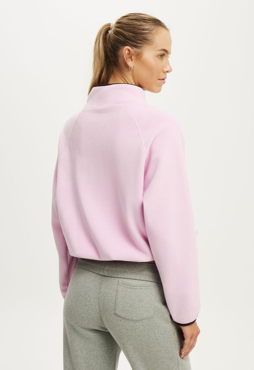 Cotton On - Polar Fleece Raglan Jacket - Pink Lavender
