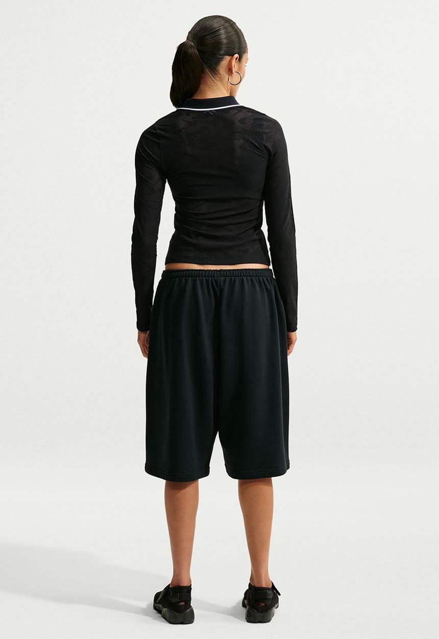 Nike - W Nk Chll Knt Ls Stch Lace Top - Black/Black/White/White