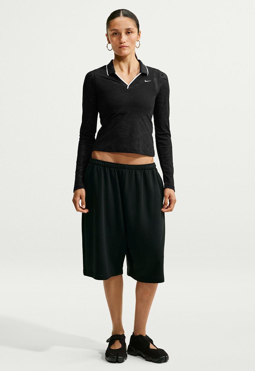 Nike - W Nk Chll Knt Ls Stch Lace Top - Black/Black/White/White