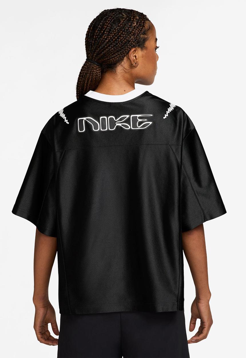 Nike - W Nk Street Gfx Jersey - Black/Black/White/Metallic Silver