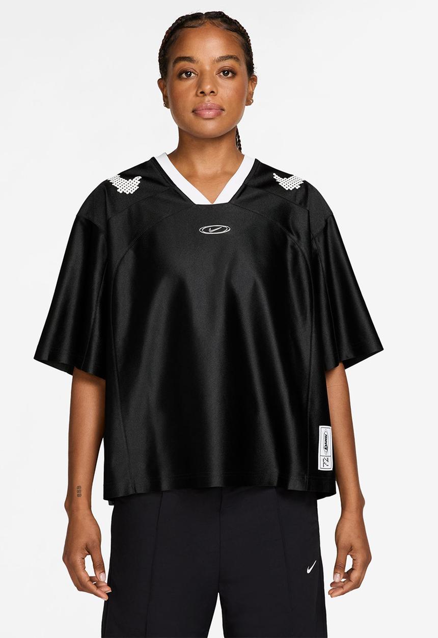 Nike - W Nk Street Gfx Jersey - Black/Black/White/Metallic Silver