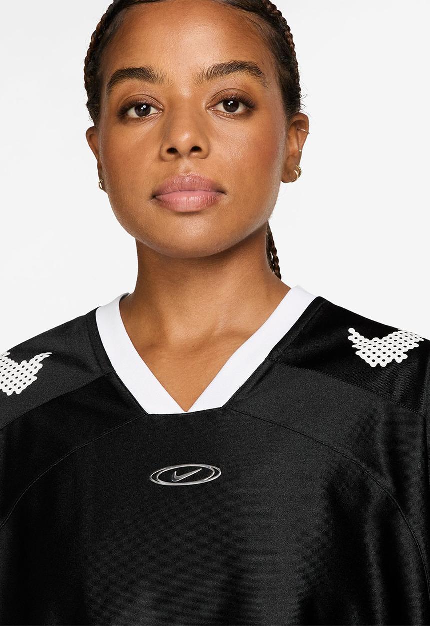 Nike - W Nk Street Gfx Jersey - Black/Black/White/Metallic Silver