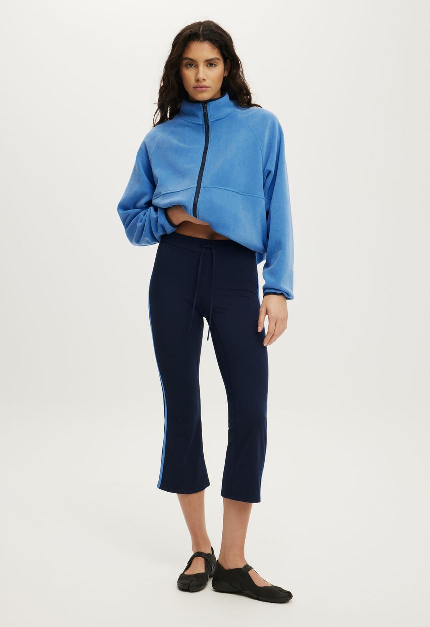Cotton On - Ultra Soft Tie Front Cropped Kick Flare - Prep Sport Navy/Ultramarine