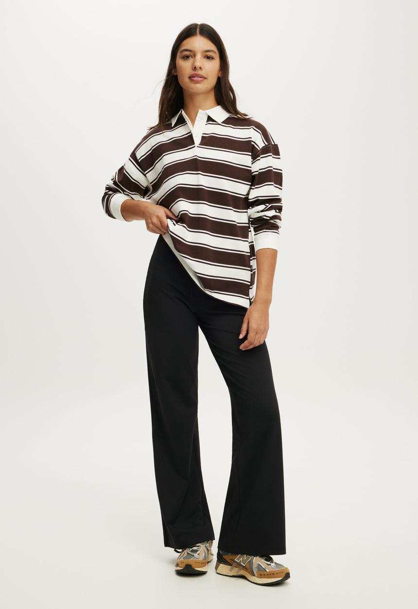 Cotton On - Active Rugby Jersey - Coconut Milk Ruby Stripe