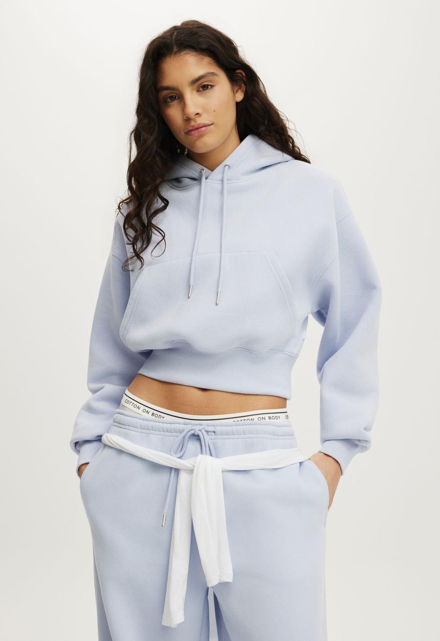 Cotton On - Plush Cropped Bubble Hoodie - Violet Blue