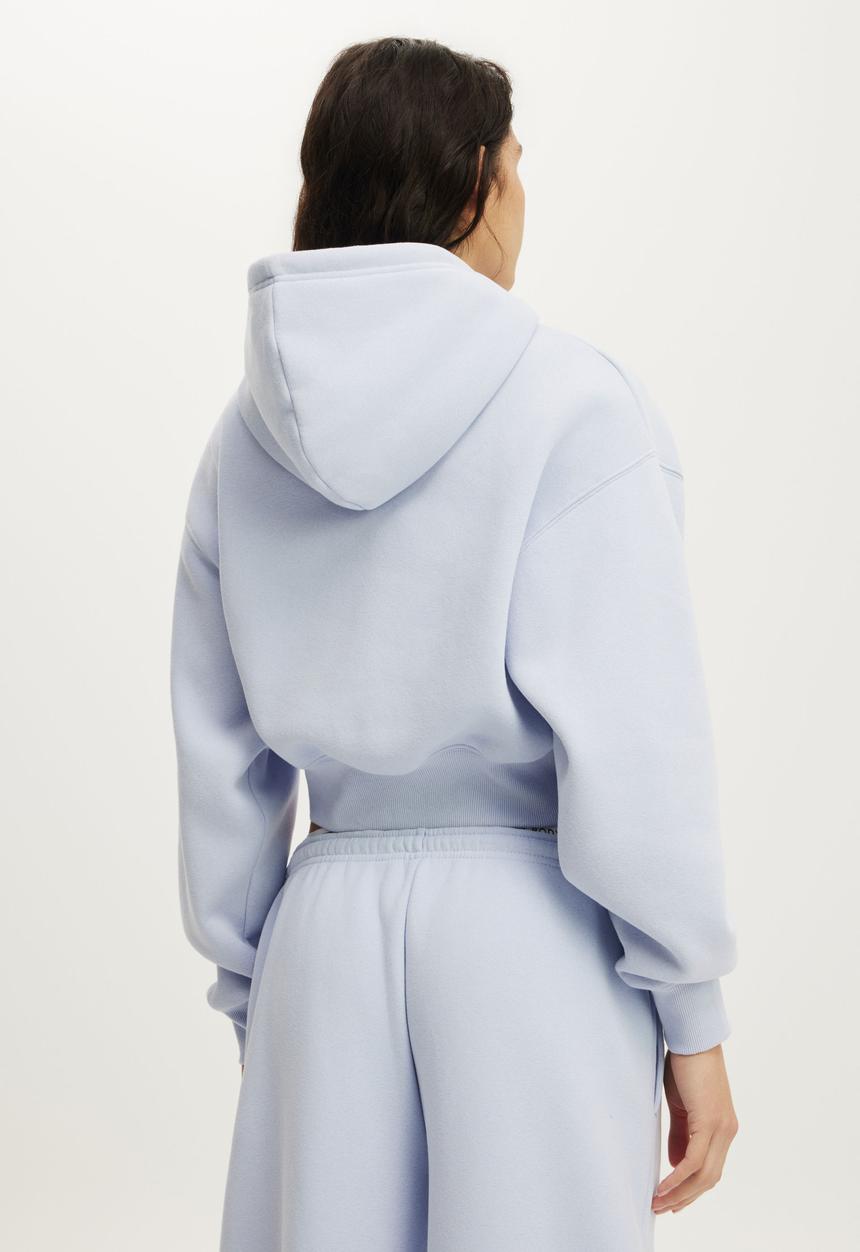 Cotton On - Plush Cropped Bubble Hoodie - Violet Blue