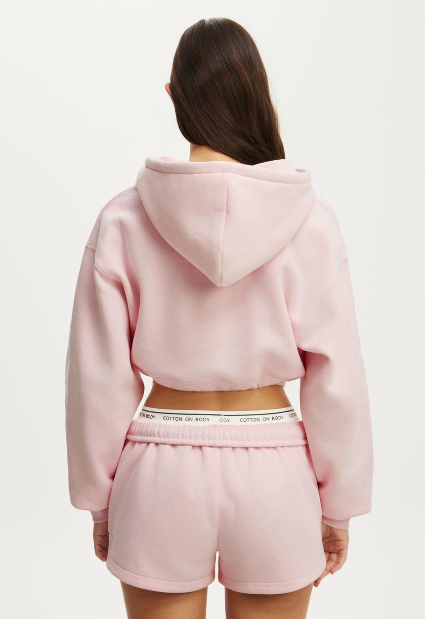 Cotton On - Plush Micro Cropped Zip Through - Cherry Dream