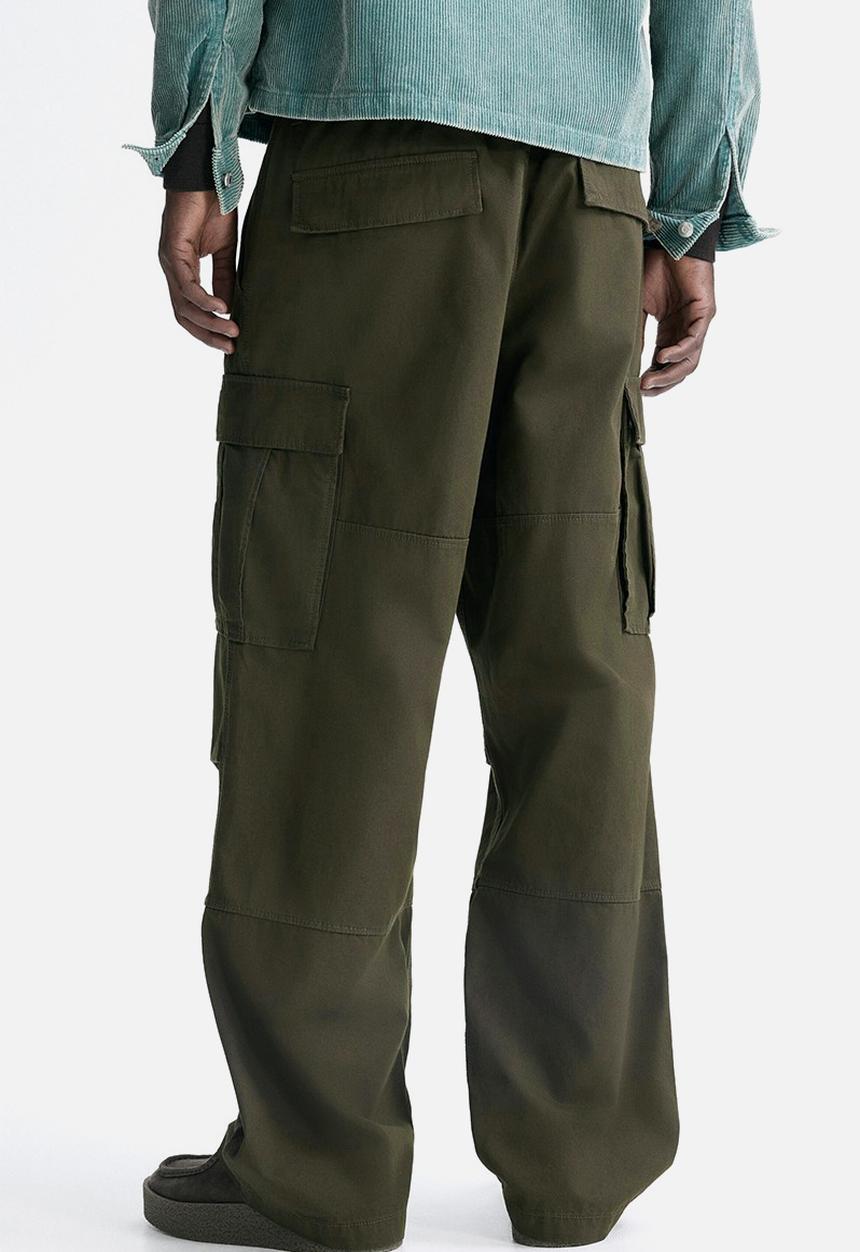 H&M - Relaxed fit cotton cargo trousers - dark khaki green