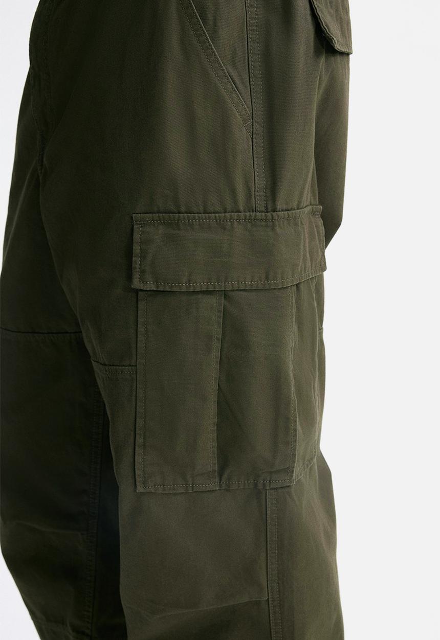 H&M - Relaxed fit cotton cargo trousers - dark khaki green