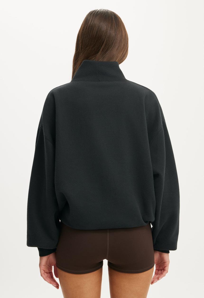 Cotton On - Plush Funnel Neck Sweatshirt - Black/Bwc